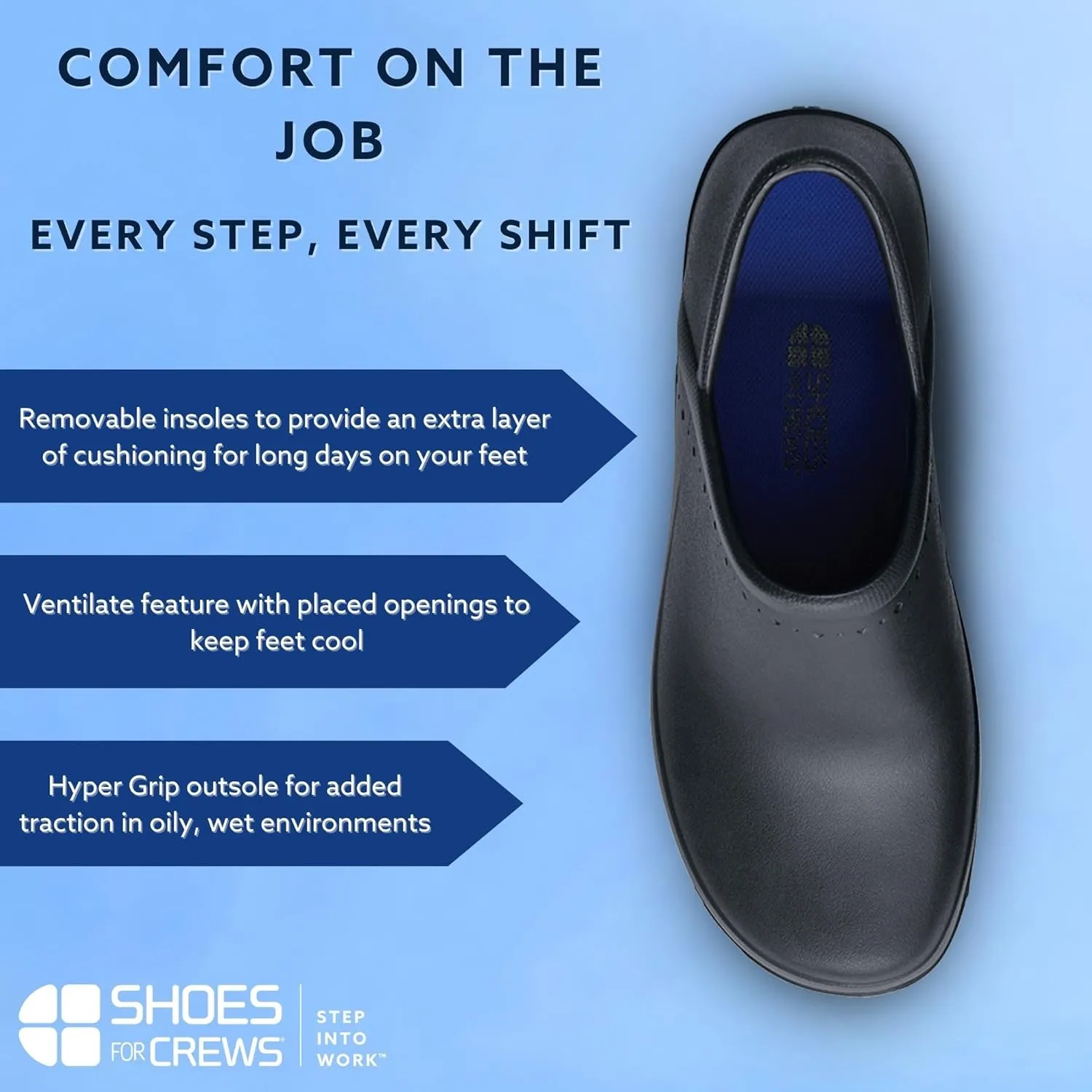 Shoes for Crews Clogs for Women, Slip Resistant, Water Resistant Slip-On Work Shoes for Food Service Chefs Kitchen Nurses Garden, Black, Leather