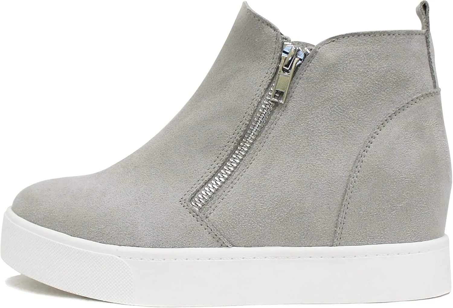 Soda Taylor Black Hidden Fashion Wedge Sneaker Shoes Side Zipper (Light Grey Suede, Numeric_10)