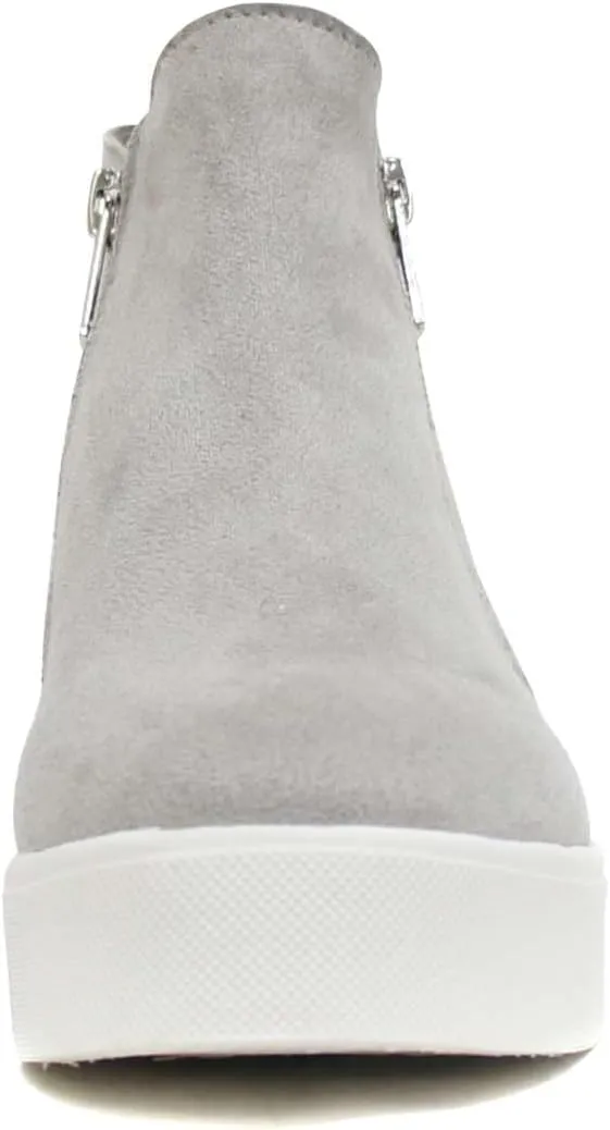 Soda Taylor Hidden Fahsion Wedge Sneaker Shoes Side Zipper (Light Grey
