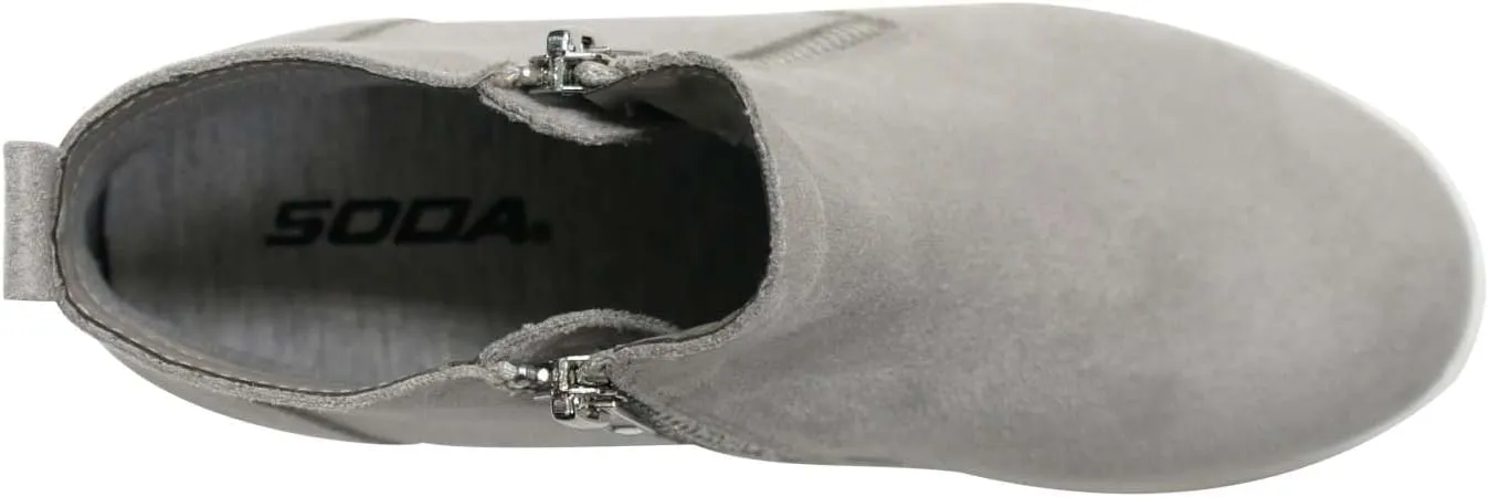 Soda Taylor Hidden Fahsion Wedge Sneaker Shoes Side Zipper (Light Grey