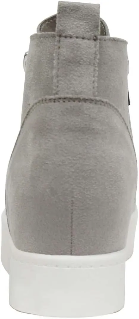 Soda Taylor Hidden Fahsion Wedge Sneaker Shoes Side Zipper (Light Grey