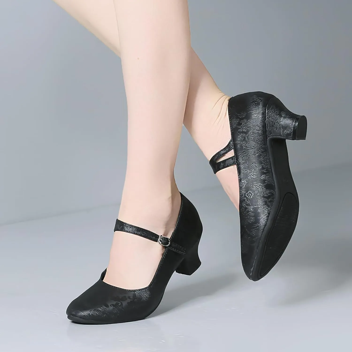 SWDZM Women's Ballroom Latin Dance Shoes Closed Toe Comfortable Low Heel Dress Shoes