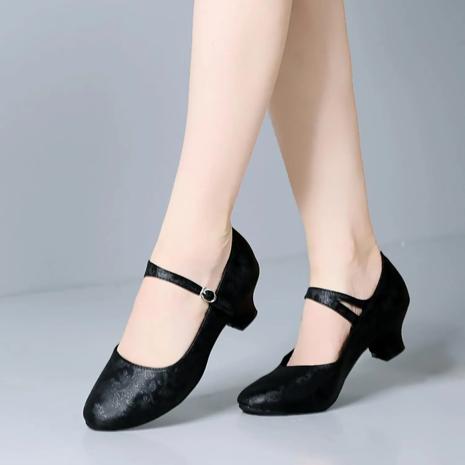 SWDZM Women's Ballroom Latin Dance Shoes Closed Toe Comfortable Low Heel Dress Shoes