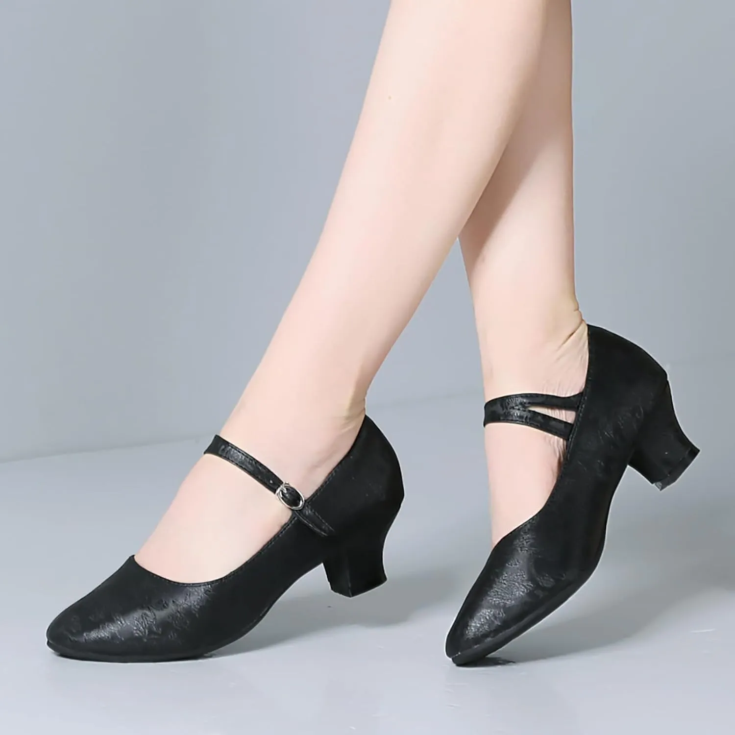 SWDZM Women's Ballroom Latin Dance Shoes Closed Toe Comfortable Low Heel Dress Shoes