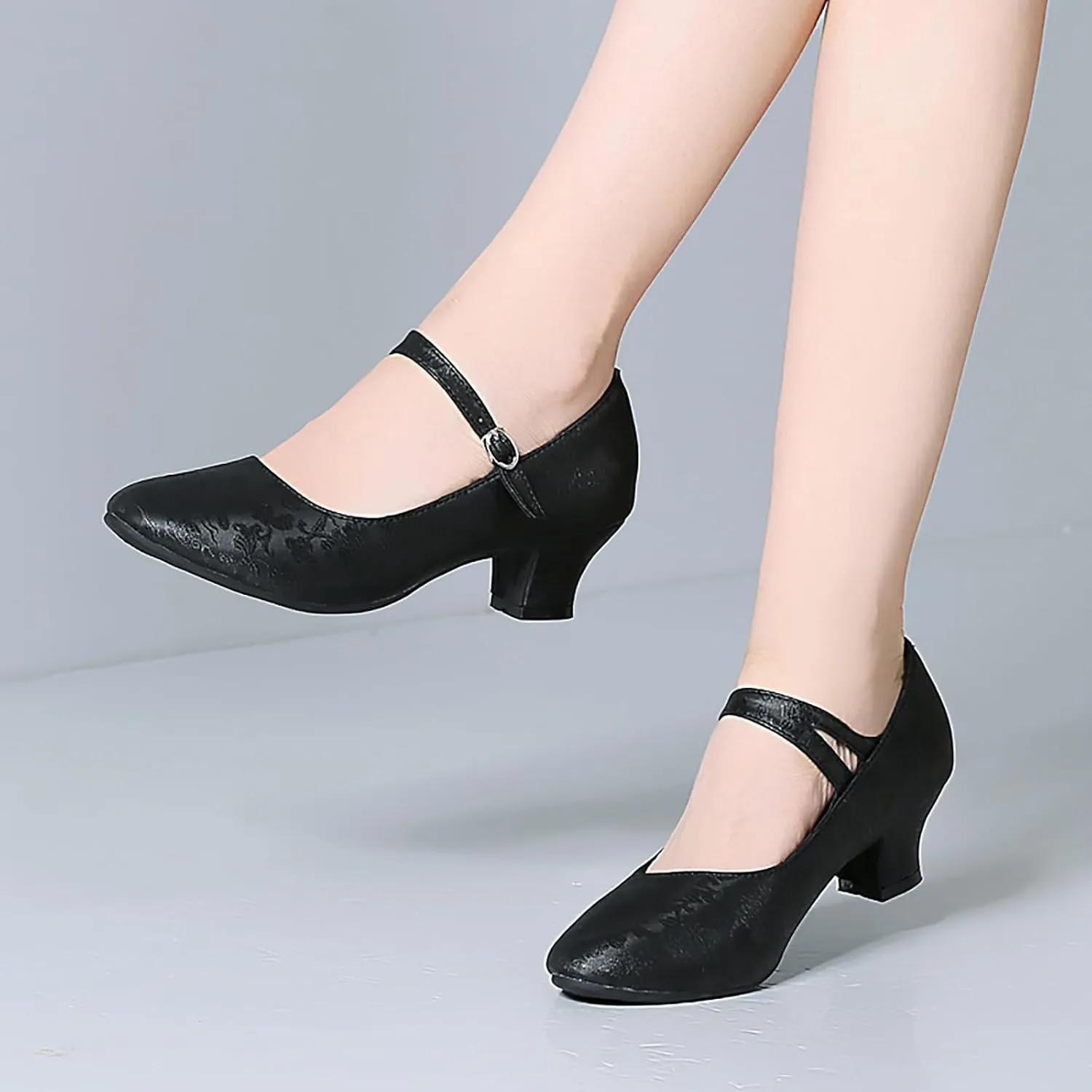 SWDZM Women's Ballroom Latin Dance Shoes Closed Toe Comfortable Low Heel Dress Shoes
