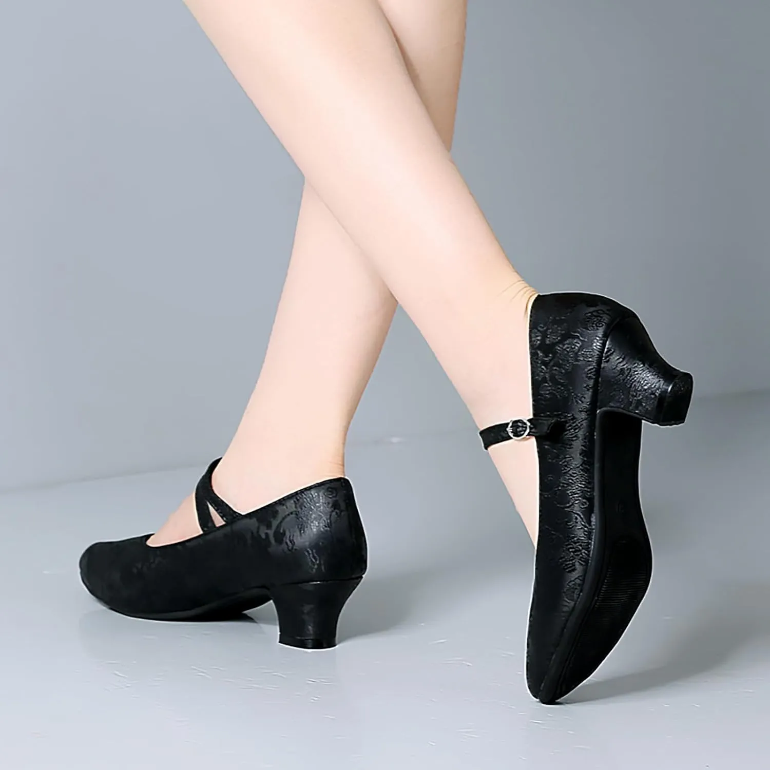 SWDZM Women's Ballroom Latin Dance Shoes Closed Toe Comfortable Low Heel Dress Shoes
