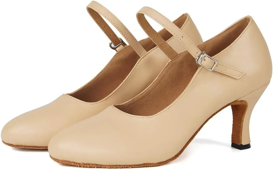 TINRYMX Closed Toe Dance Shoes Women Mary Jane Shoes Latin Ballroom Salsa Shoes Character Shoes, US 5