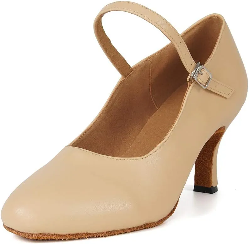 TINRYMX Closed Toe Dance Shoes Women Mary Jane Shoes Latin Ballroom Salsa Shoes Character Shoes, US 5