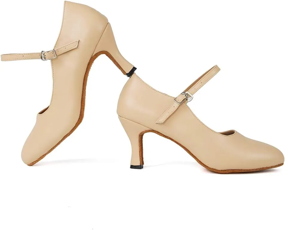 TINRYMX Closed Toe Dance Shoes Women Mary Jane Shoes Latin Ballroom Salsa Shoes Character Shoes, US 5