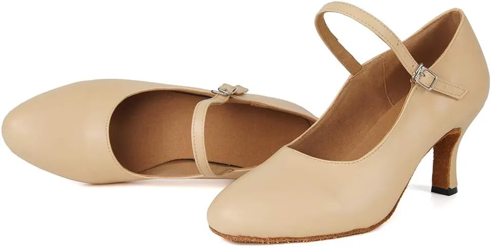 TINRYMX Closed Toe Dance Shoes Women Mary Jane Shoes Latin Ballroom Salsa Shoes Character Shoes, US 5