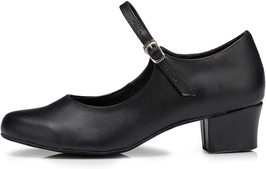 TINRYMX Closed Toe Dance Shoes Women Mary Jane Shoes Latin Ballroom Salsa Shoes Character Shoes, US 5
