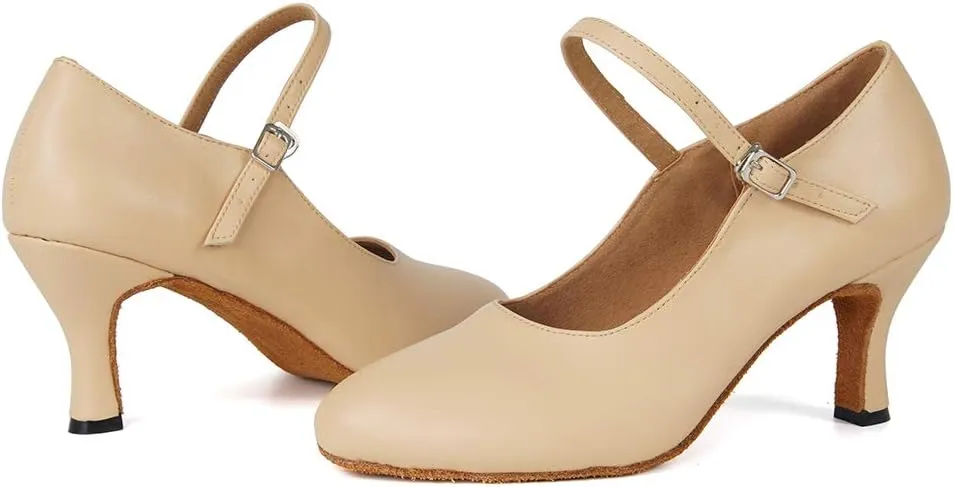 TINRYMX Closed Toe Dance Shoes Women Mary Jane Shoes Latin Ballroom Salsa Shoes Character Shoes, US 5