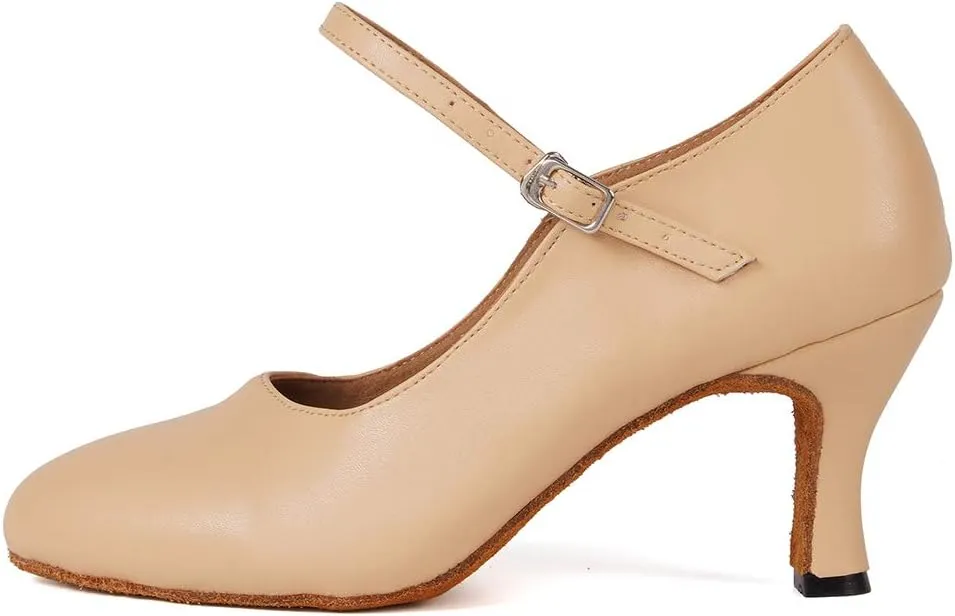 TINRYMX Closed Toe Dance Shoes Women Mary Jane Shoes Latin Ballroom Salsa Shoes Character Shoes, US 5