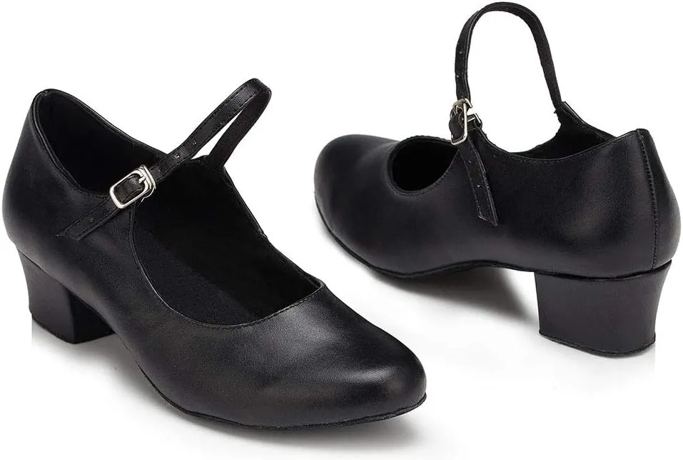 TINRYMX Closed Toe Dance Shoes Women Mary Jane Shoes Latin Ballroom Salsa Shoes Character Shoes, US 5