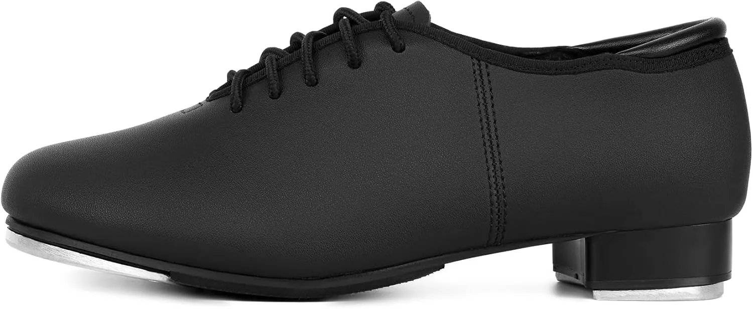 Unisex Tap Shoes PU Leather Slip On Lace-Up Dance Shoes for Women and Men