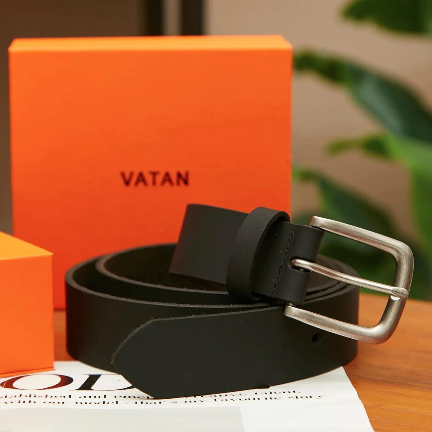 VATAN Men's Genuine Leather Casual Every Day Jeans Belts, Handmade Men Leather Belt with Gift Box