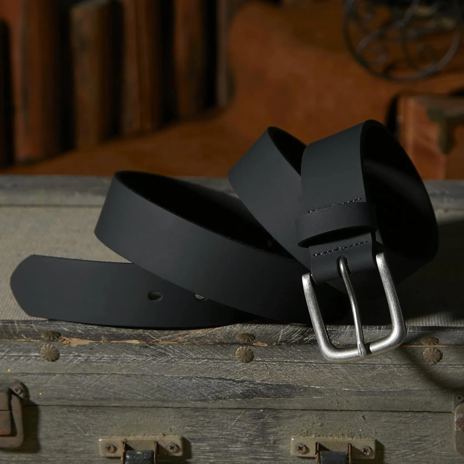 VATAN Men's Genuine Leather Casual Every Day Jeans Belts, Handmade Men Leather Belt with Gift Box