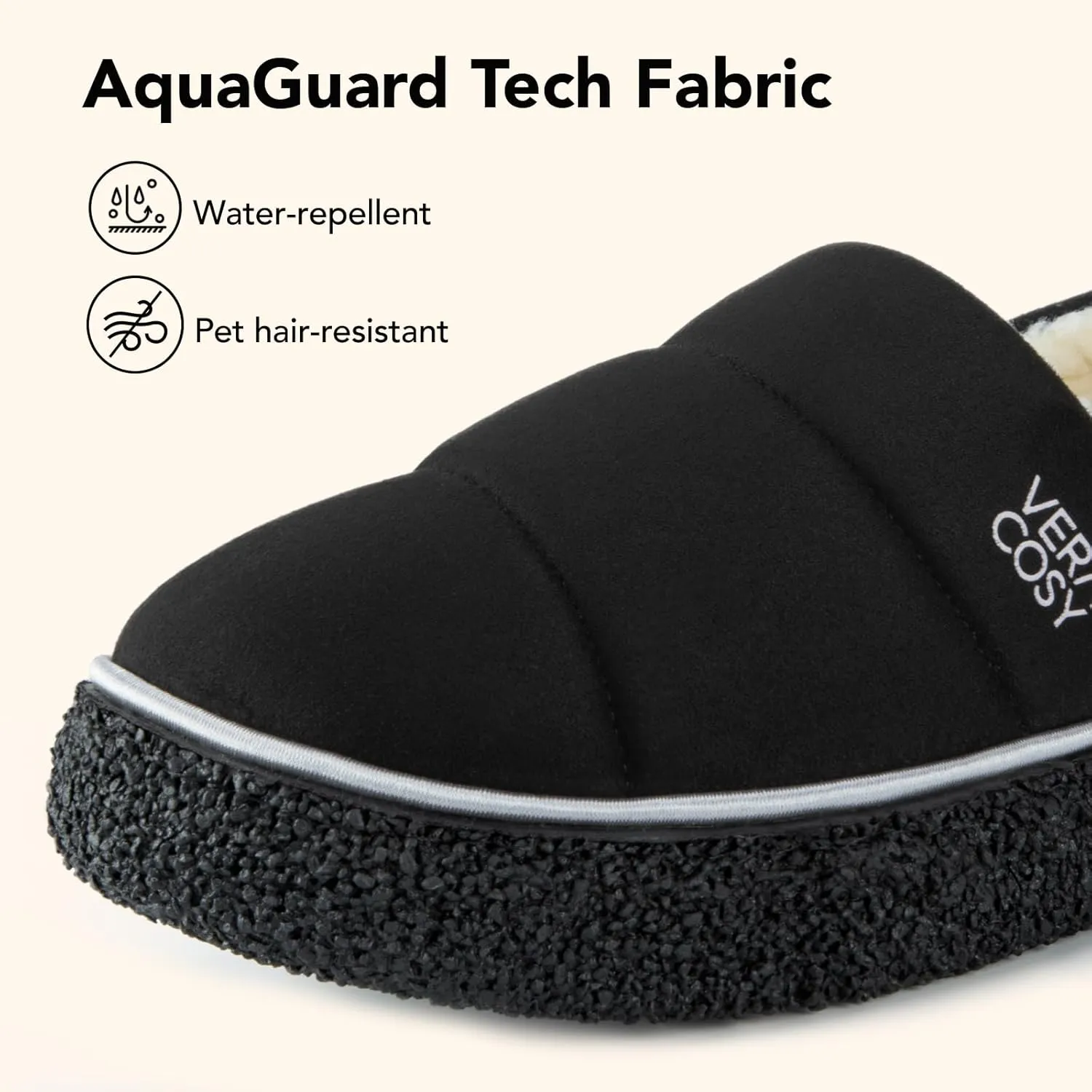 VeraCosy Women's Quilted Closed-back Slippers Technical Fabrics Warm Soft Comfy Non-slip Memory Foam Indoor House Shoes