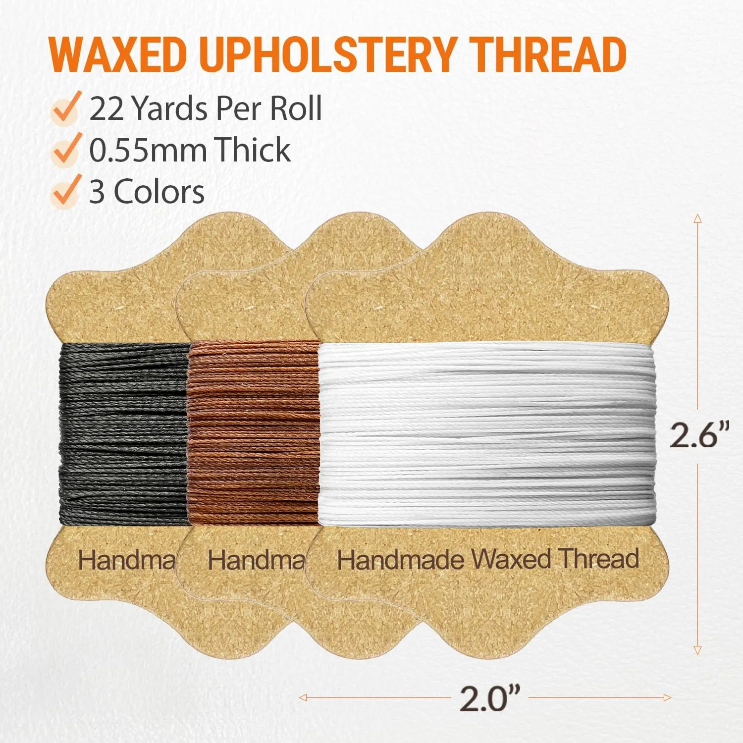 VONEEDL Upholstery Repair Kit: Waxed Sewing Thread (3 Colors) & Heavy Duty Needles (11 PCS) for Leather, Canvas & Quilting Thread