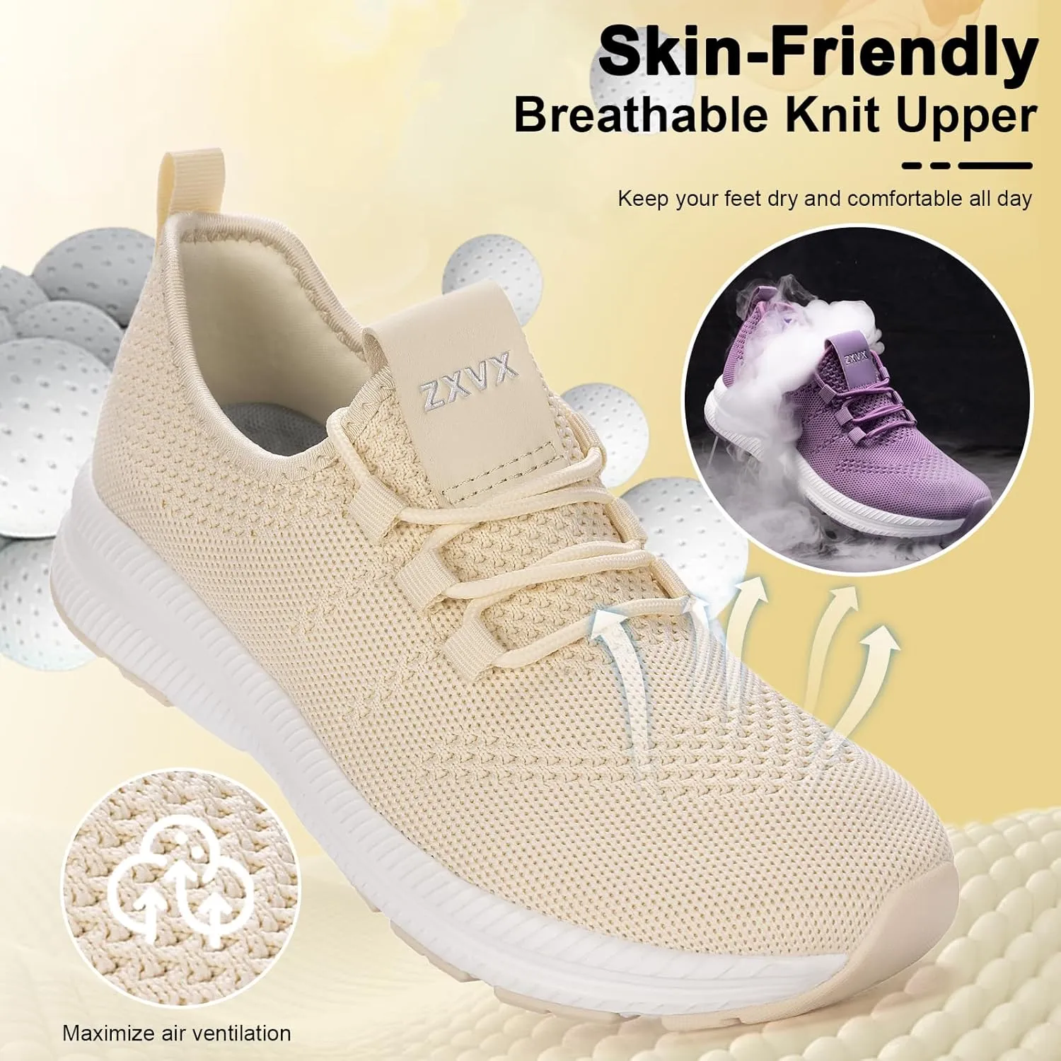 Wide Toe Box Shoes Women Non-Slip Wide Width Sneakers Ultra Light Extra Wide Road Running Shoes for Women Breathable Tennis Walking Gym Workout Trainer 6-12