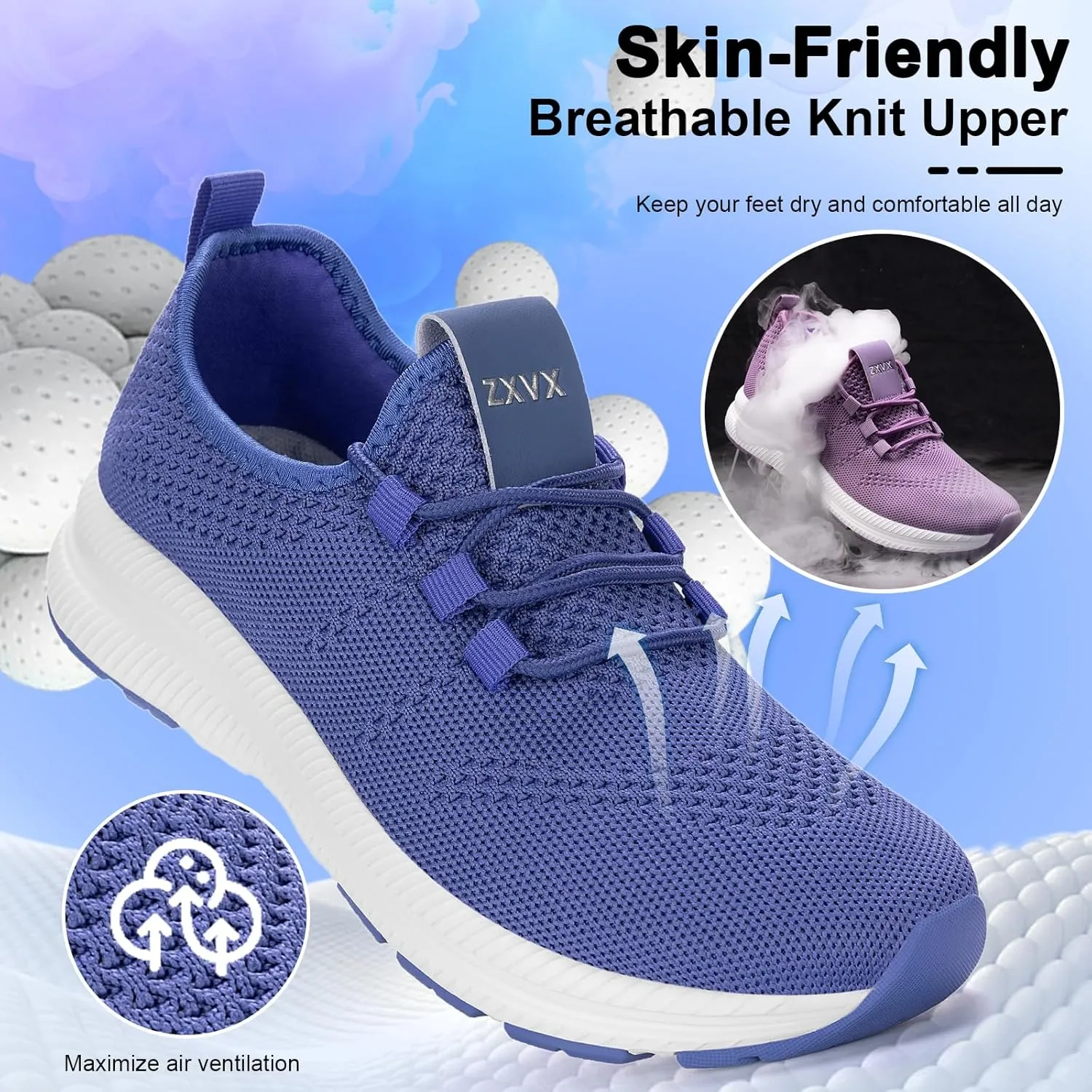 Wide Toe Box Shoes Women Non-Slip Wide Width Sneakers Ultra Light Extra Wide Road Running Shoes for Women Breathable Tennis Walking Gym Workout Trainer 6-12