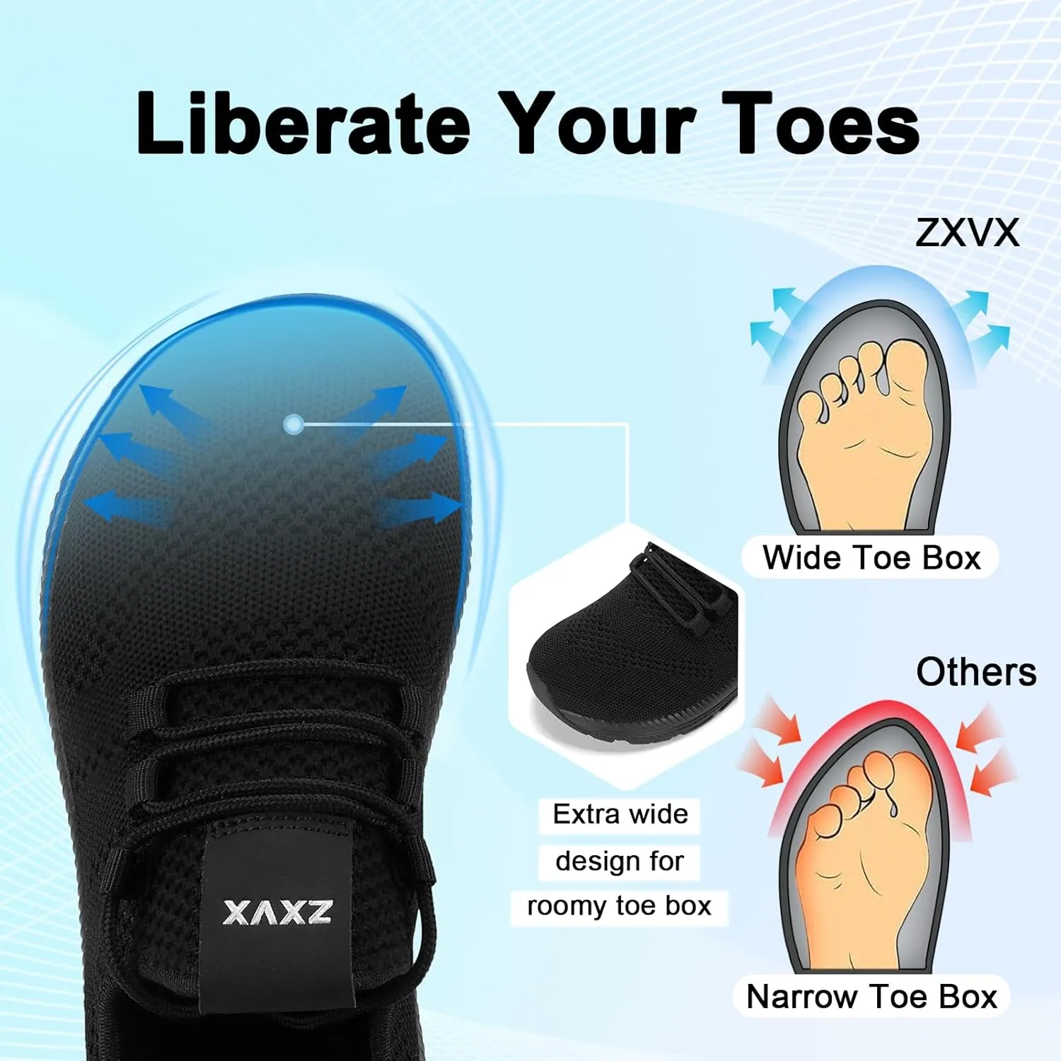 Wide Toe Box Shoes Women Non-Slip Wide Width Sneakers Ultra Light Extra Wide Road Running Shoes for Women Breathable Tennis Walking Gym Workout Trainer 6-12