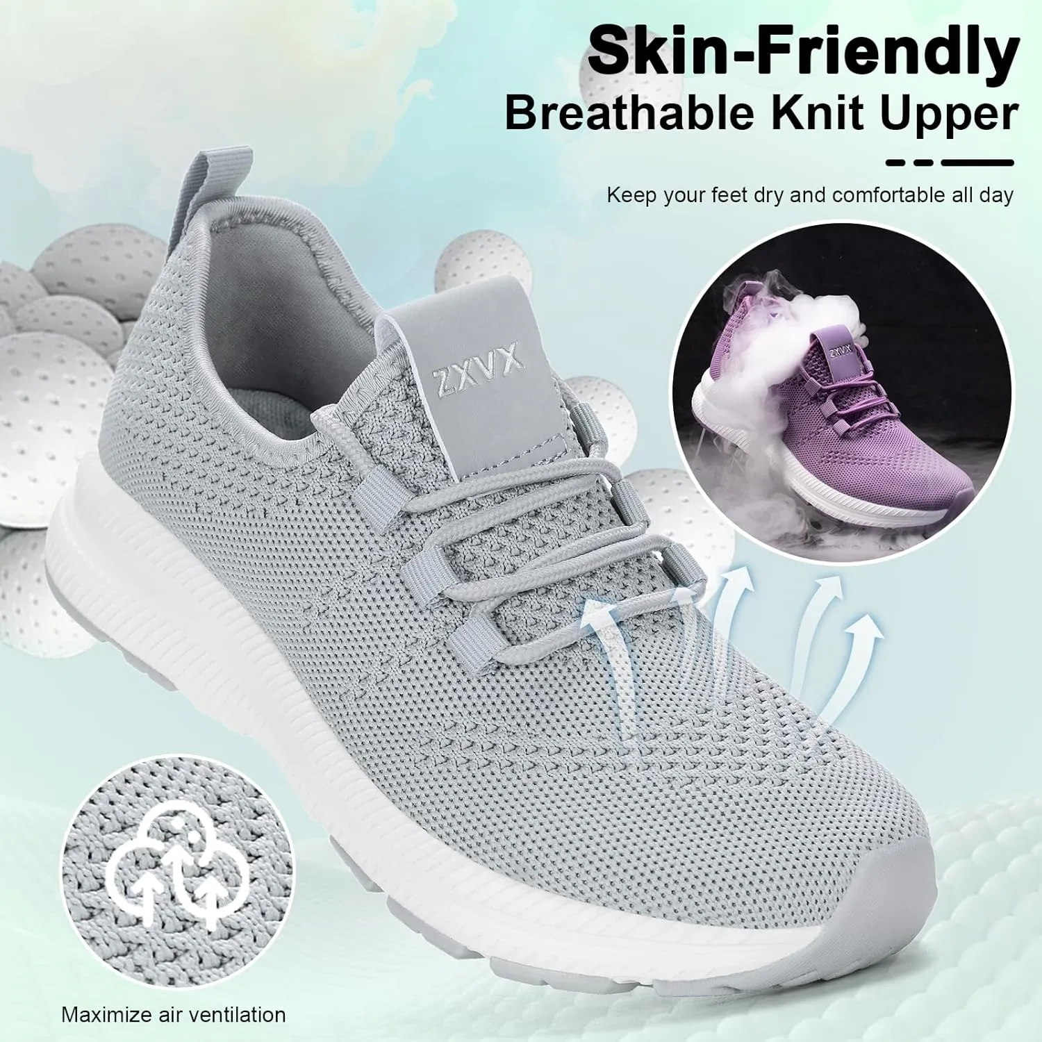 Wide Toe Box Shoes Women Non-Slip Wide Width Sneakers Ultra Light Extra Wide Road Running Shoes for Women Breathable Tennis Walking Gym Workout Trainer 6-12