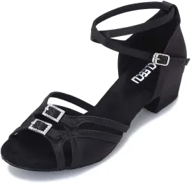 Women's Ballroom Dance Shoes Latin Salsa Dancing Shoes Adjustable Toe Width 1.5 2.5 Inch Heel ZB11