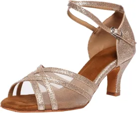 Women's Latin Dance Shoes Female's Ballroom Salsa Dance Shoes Gold Silver 2.5 Inch Heel
