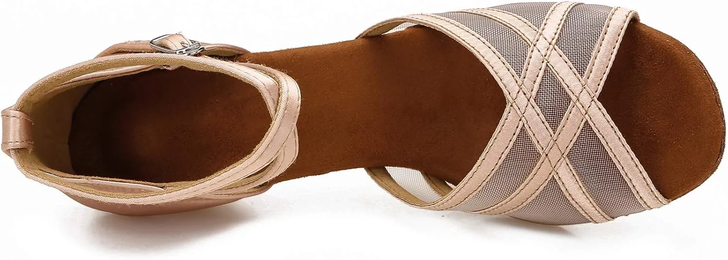 Women's Latin Dance Shoes Female's Ballroom Salsa Dance Shoes Gold Silver 2.5 Inch Heel