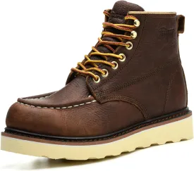 Work Boots for Men - 6 Inch Wedge Soft Toe Mens Work Boots, Waterproof Construction Work Shoes