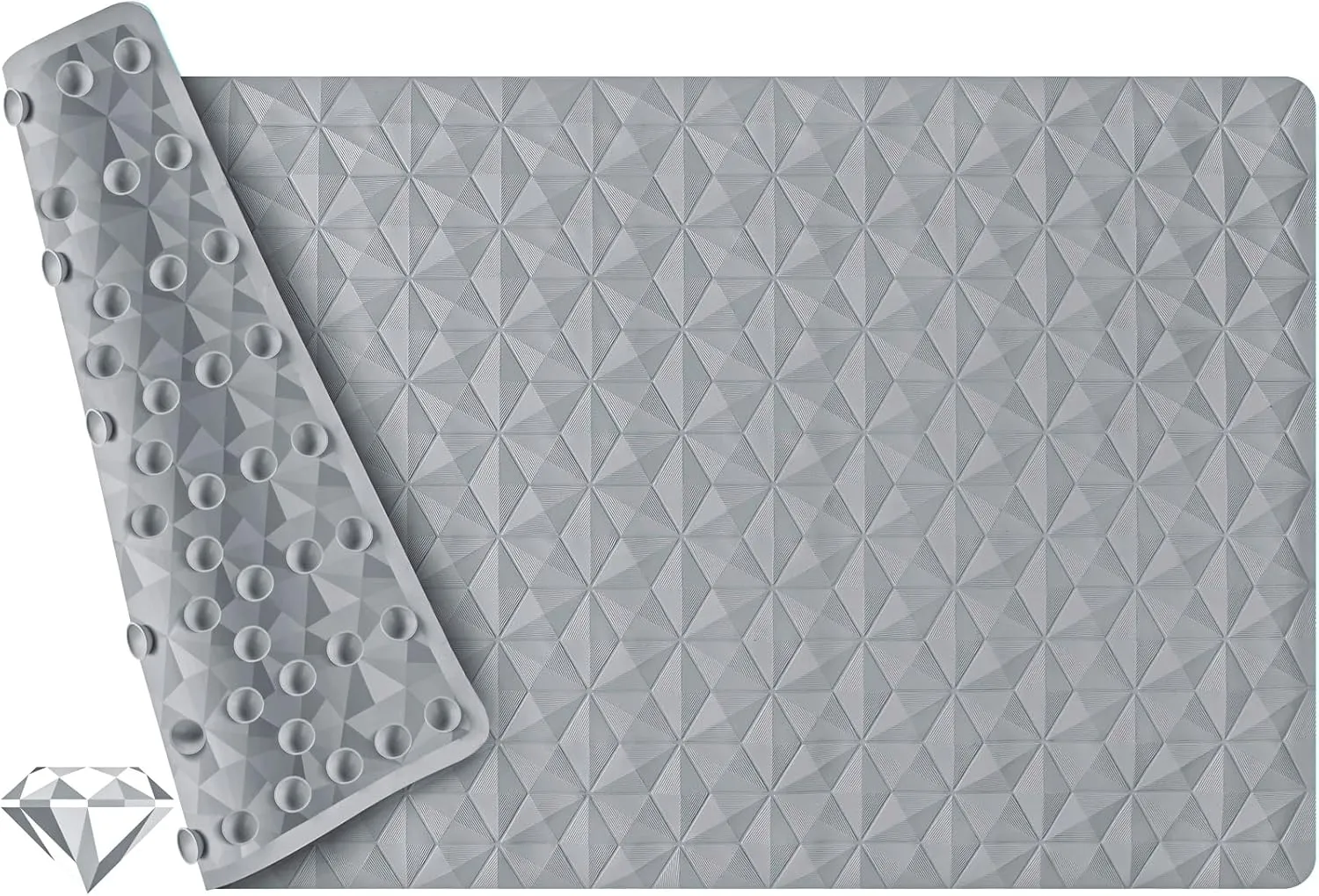 WRISIN Non Slip Bathtub Mat for Bath Tub Shower - Natural Rubber Mat with 241 Suction Cups - Soft Bathroom Safety Mat - Unique Diamond Pattern - Fatigue Relief - Machine Washable - 16  28 Inch
