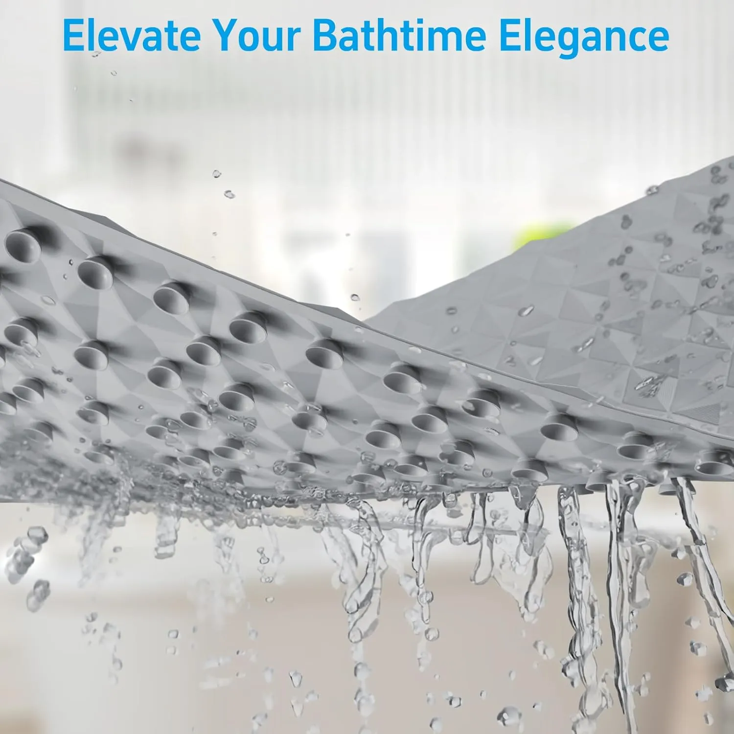 WRISIN Non Slip Bathtub Mat for Bath Tub Shower - Natural Rubber Mat with 241 Suction Cups - Soft Bathroom Safety Mat - Unique Diamond Pattern - Fatigue Relief - Machine Washable - 16  28 Inch