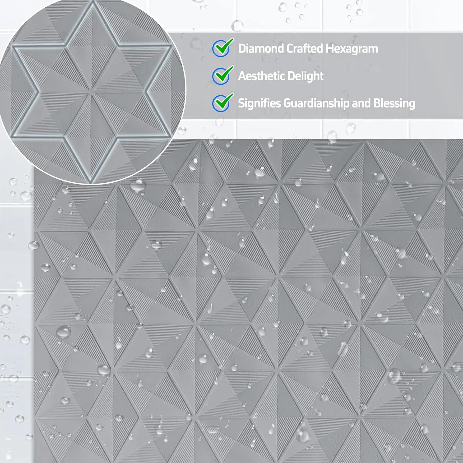 WRISIN Non Slip Bathtub Mat for Bath Tub Shower - Natural Rubber Mat with 241 Suction Cups - Soft Bathroom Safety Mat - Unique Diamond Pattern - Fatigue Relief - Machine Washable - 16  28 Inch