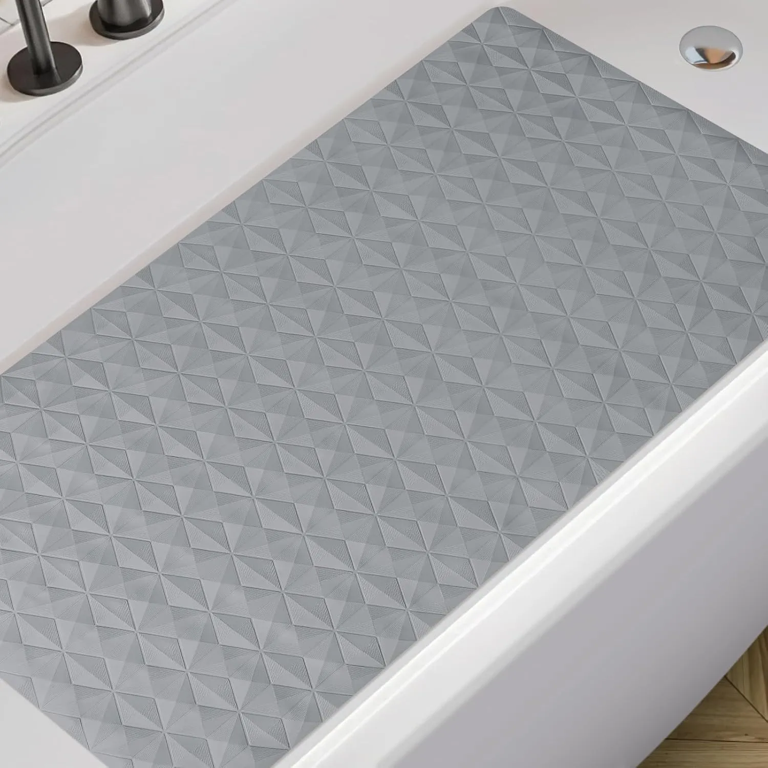 WRISIN Non Slip Bathtub Mat for Bath Tub Shower - Natural Rubber Mat with 241 Suction Cups - Soft Bathroom Safety Mat - Unique Diamond Pattern - Fatigue Relief - Machine Washable - 16  28 Inch