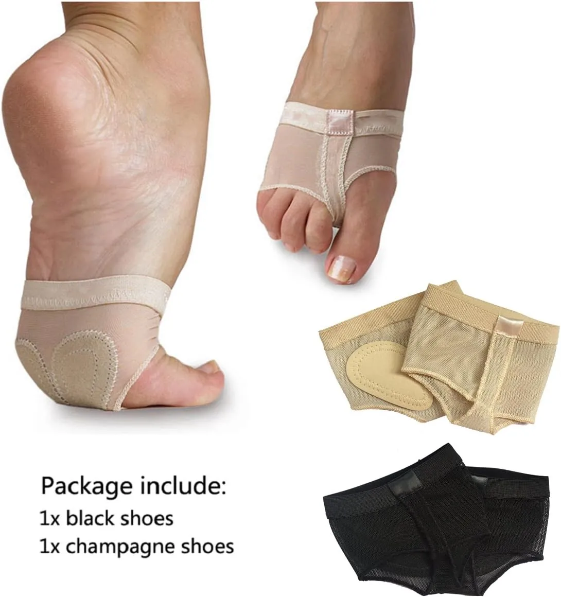 Wuchieal 2 Pairs Half Sole Dance Shoes Ballet Lyrical Dance Paws Pad Foot Thongs Shoes Socks