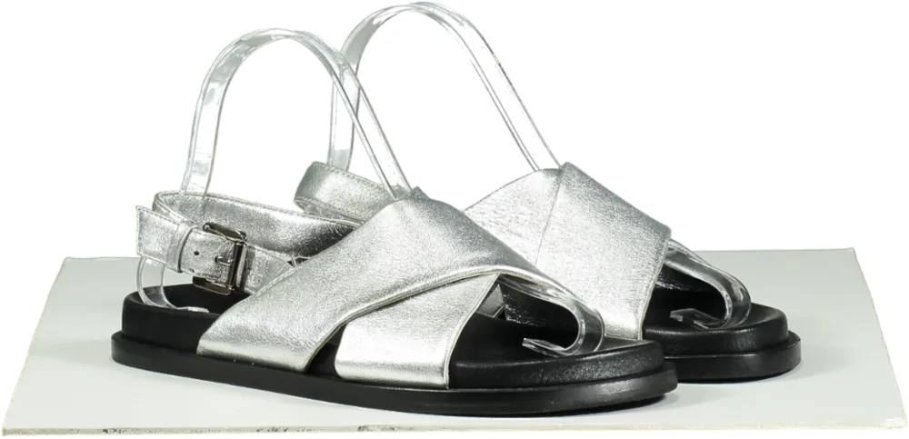 Wyse London London Silver Soft Leather Metallic Sandals EU 37 UK 4