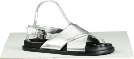 Wyse London London Silver Soft Leather Metallic Sandals EU 37 UK 4