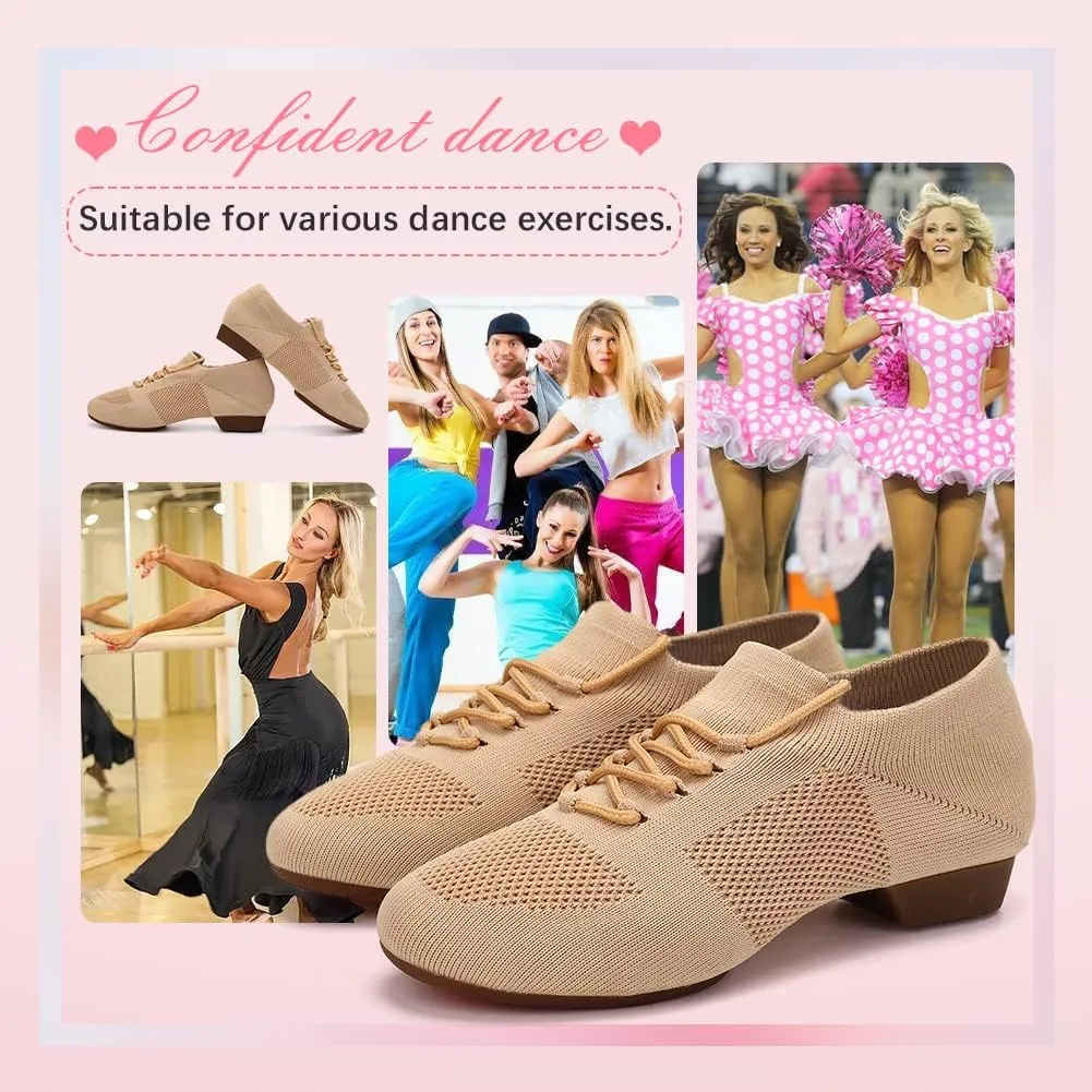 YKXLM Women's Standard Practice Shoes Latin Tango Salsa Dance Shoes for Women Low Heels Ballroom
