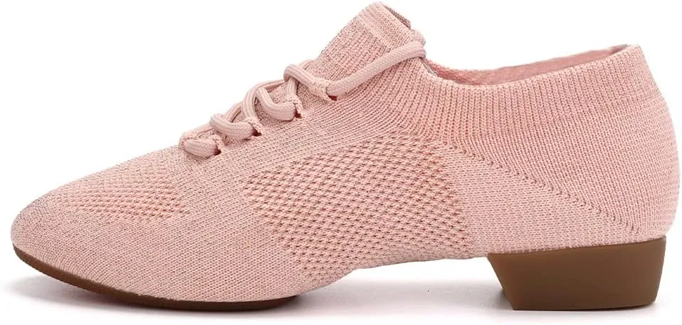 YKXLM Women's Standard Practice Shoes Latin Tango Salsa Dance Shoes for Women Low Heels Ballroom