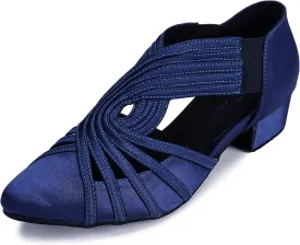 YYTing Women Swing Latin Ballroom Salsa Dance Shoes (Closed Toe, Suede Sole) YT12